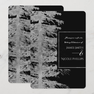 Silber Schwarz Glamour Tannenbaum Rustikaler Wald  Einladung