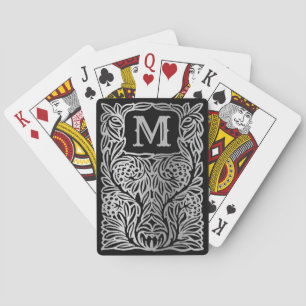 Silber-Schwarz monogrammierte Vintage-Luxus-Einzel Spielkarten