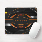 Silber, Schwarz, Orange, geometrische Gaming-Monog Mousepad (Mit Mouse)