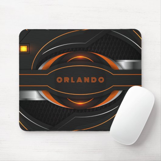 Silber, Schwarz, Orange, geometrische Gaming-Monog Mousepad (Mit Mouse)