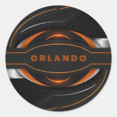 Silber, Schwarz, Orange, geometrische Gaming-Monog Runder Aufkleber (Vorderseite)
