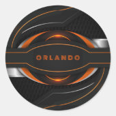 Silber, Schwarz, Orange, geometrische Gaming-Monog Runder Aufkleber (Vorderseite)