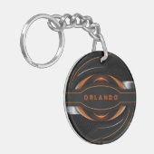 Silber, Schwarz, Orange, geometrische Gaming-Monog Schlüsselanhänger (Vorderseite links)