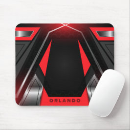 Silber, Schwarz, rotes geometrisches Gaming Monogr Mousepad