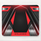 Silber, Schwarz, rotes geometrisches Gaming Monogr Mousepad (Vorne)