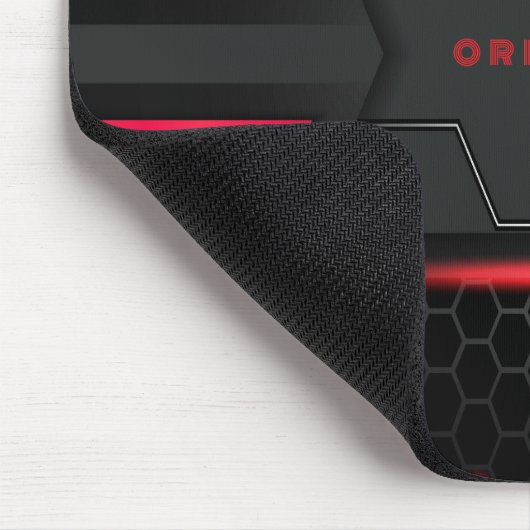 Silber, Schwarz, rotes geometrisches Gaming Monogr Mousepad (Ecke)
