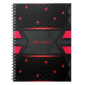 Silber, Schwarz, rotes geometrisches Gaming Monogr Notizblock (Vorderseite)