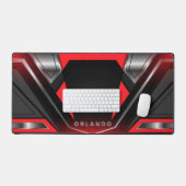 Silber, Schwarz, rotes geometrisches Gaming Monogr Schreibtischunterlage (Tastatur & Maus)