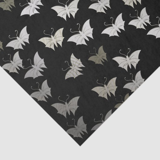 silber, schwarz, schmetterling, metall, dekoration seidenpapier (Ausschnitt)