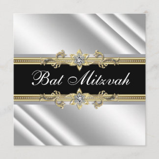 Silber-Schwarz-und-Gold-Bat-Mizwa Einladung