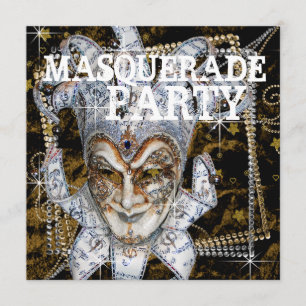 Silber-Schwarz- und Goldmasken-Maskenparty Einladung