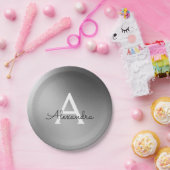 Silber, Schwarz und Weiß Pappteller (Party)