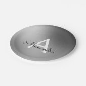 Silber, Schwarz und Weiß Pappteller (Schrägansicht)