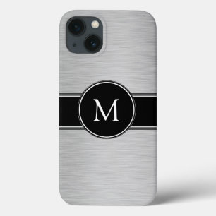 Silber, Schwarz, Weiß mit der Monogramm iPhone 13 Hülle