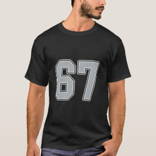 Silber Schwarz Weiß Nummer 67 Trikot Spieler Unifo T-Shirt