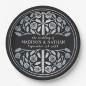 Silber-Schwarzes Königliches Mittelalterliches Sch Pappteller (Vorderseite)