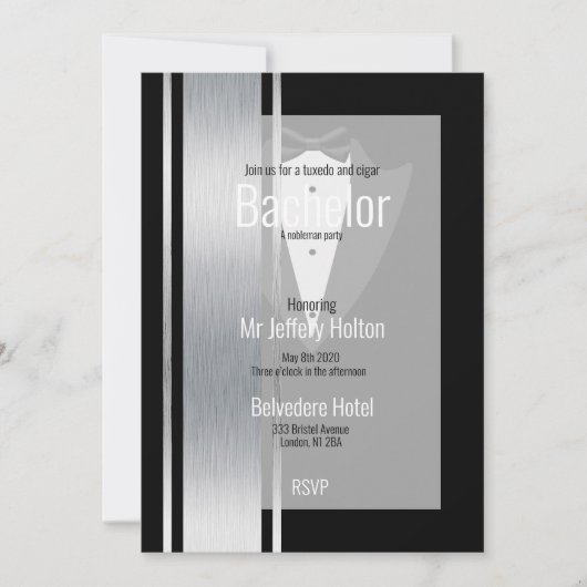 Silber, Schwarzweißstreifen Save the Date (Vorderseite)