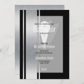 Silber, Schwarzweißstreifen Save the Date (Vorne/Hinten)