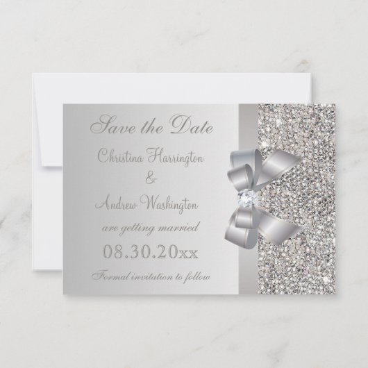 Silber-Sequenzen, Bow & Diamond Save the Date (Rückseite)