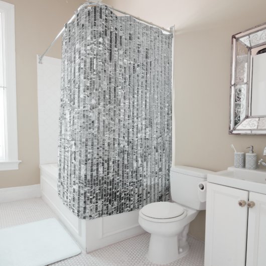 Silber-Sequenzen, glamouröser, nahtloser Hintergru Duschvorhang (Beispiel)