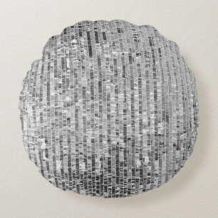 Silber-Sequenzen, glamouröser, nahtloser Hintergru Rundes Kissen