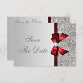 Silber-Sequenzen, Red Bow & Diamond Save the Date (Vorne/Hinten)