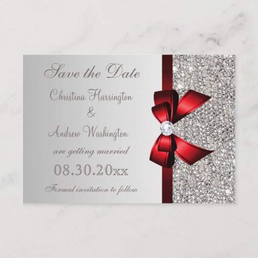 Silber-Sequenzen, Red Bow & Diamond Save the Date (Rückseite)