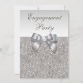 Silber Sequins Diamonds Bow Engagement Party Einladung (Vorderseite)