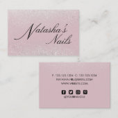 Silber-Shimmer-Staub und rosa Visitenkarte (Vorne/Hinten)