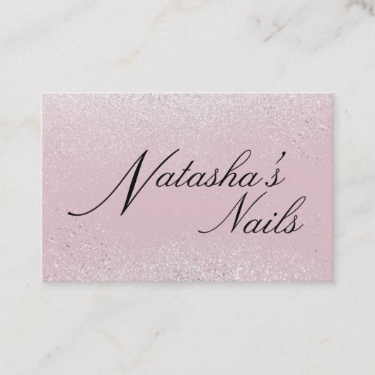 Silber-Shimmer-Staub und rosa Visitenkarte (Vorderseite)