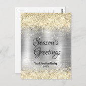 Silber-Silbergold-Glitzer Postkarte (Vorne/Hinten)