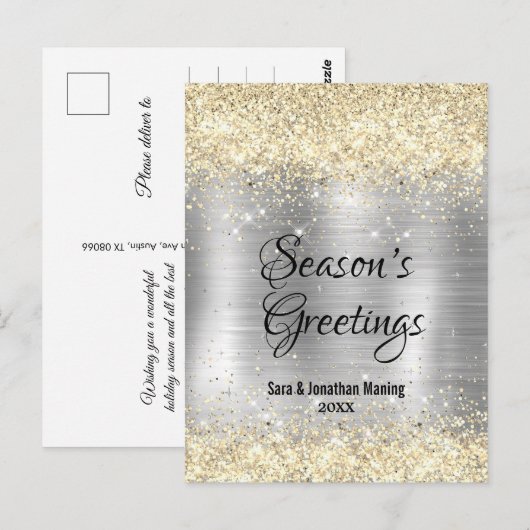 Silber-Silbergold-Glitzer Postkarte (Vorne/Hinten)