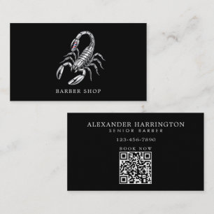 Silber Skorpion Professioneller Barbier Shop Logo Visitenkarte