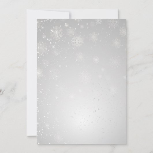 Silber Smaragdgrüne Schneeflocken Winterhochzeit Einladung (Rückseite)