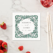 Silber Smaragdgrüne Schneeflocken Winterhochzeit Serviette (Beispiel)