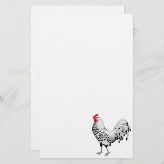 Silber Spangled Hamburg-Hahn-Briefpapier Briefpapier (Vorne/Hinten)