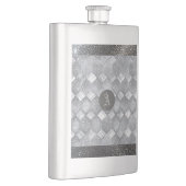 Silber-Sparkling-Luxus-Topographie-Metall-Monogram Flachmann (Rechts)
