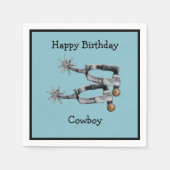 Silber spuckt Cowboy-Thema Serviette (Vorderseite)