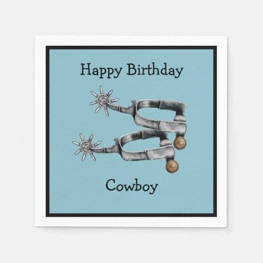 Silber spuckt Cowboy-Thema Serviette (Vorderseite)