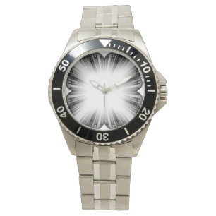 Silber Stahl Abstract Radial Zifferblatt Uhr