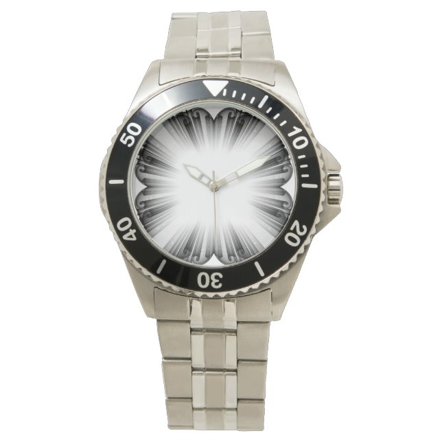 Silber Stahl Abstract Radial Zifferblatt Uhr (Vorderseite)