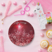 Silber Sterne auf rotem Hintergrund Pappteller (Party)