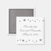 Silber-Sterne-Rahmen, Save the Date Hochzeitsmagne Magnet (Vorderseite/Rückseite)