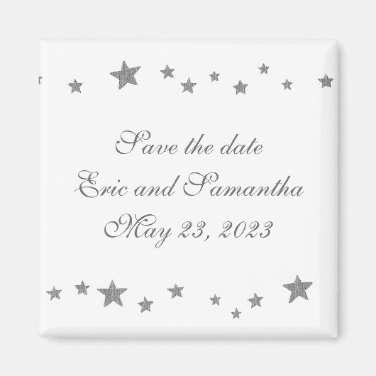 Silber-Sterne-Rahmen, Save the Date Hochzeitsmagne Magnet (Vorne)