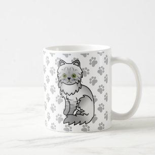 Silber-Tabby-Chinchilla-Graue Perser-Cartoon-Katze Kaffeetasse