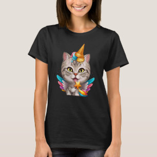Silber-Tabby-Katze Eiscreme Einhorn T-Shirt
