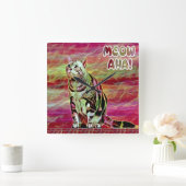 Silber-Tabby-Katze Quadratische Wanduhr (Zuhause)