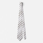 Silber Tone und Weiß Streifen Muster Neck Tie Krawatte (Vorderseite)