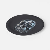 Silber-Tropfen-Halloween-Party für flüssiger Chrom Pappteller (Schrägansicht)