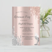 Silber-Tropfen, High Heels Rose Gold-Rente-Party Einladung (Stehend Vorderseite)